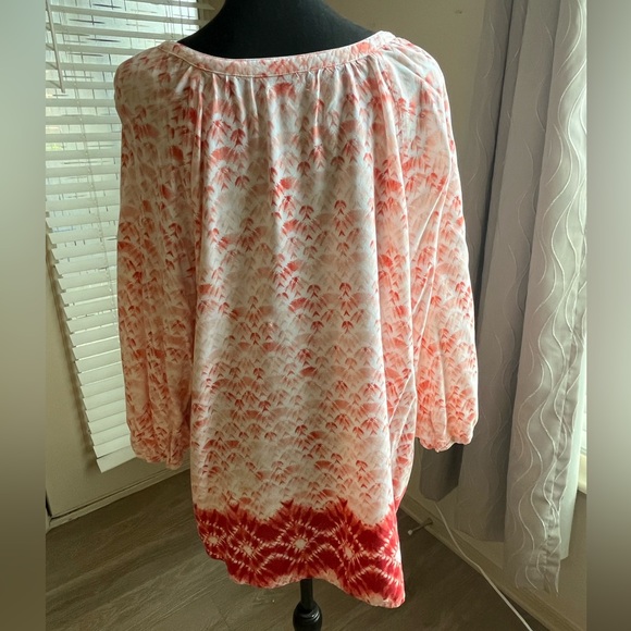 Orange and white peasant blouse - Picture 3 of 6